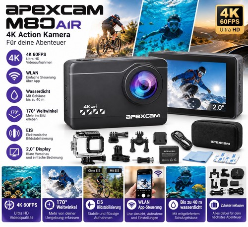 Apexcam m80 air action cam - apexcam,