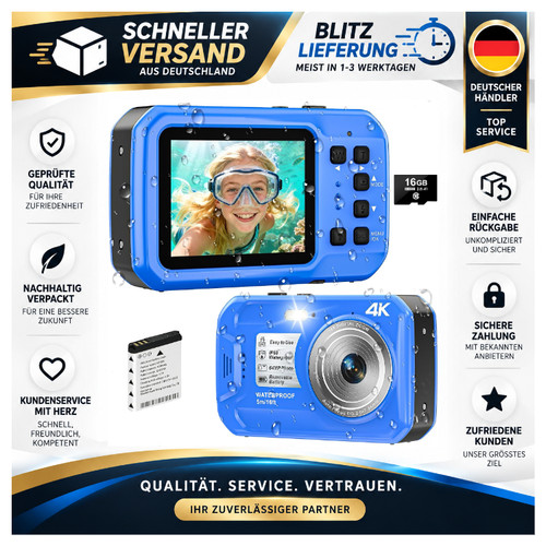 Unterwasserkamera 64mp blau - 4k,